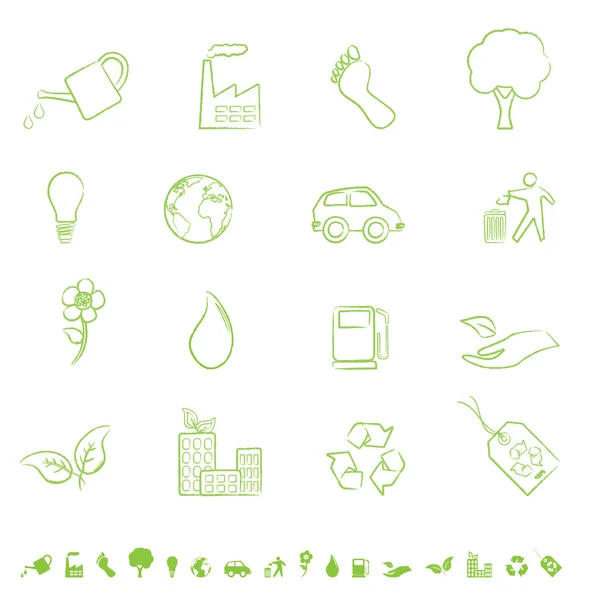 Zöld öko-szimbólumok — Stock Vector