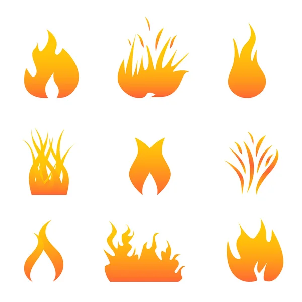 Flame and fire symbols — Stock Vector