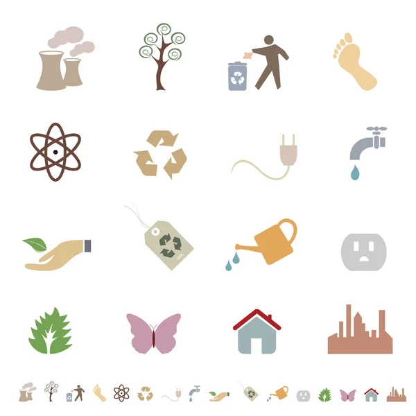 Environnement propre et symboles écologiques — Image vectorielle