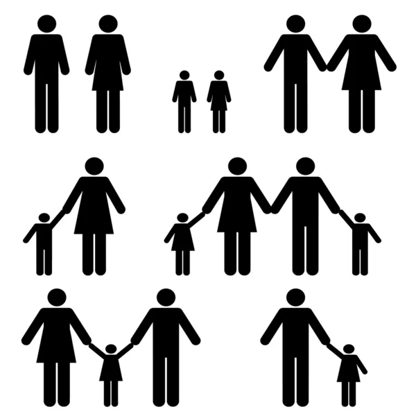 Famiglie monoparentali e biparentali — Vettoriale Stock