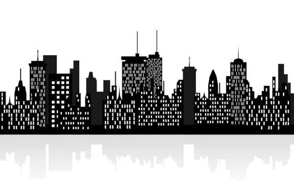 Skyline della città con grattacieli — Vettoriale Stock