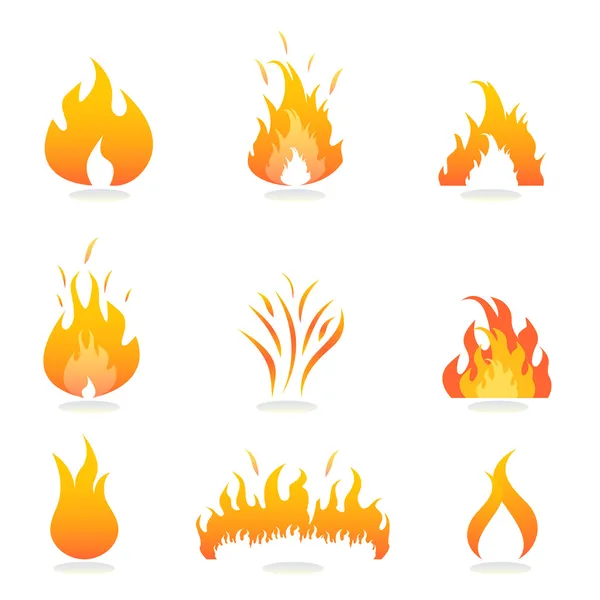Flammes et signes d'incendie — Image vectorielle