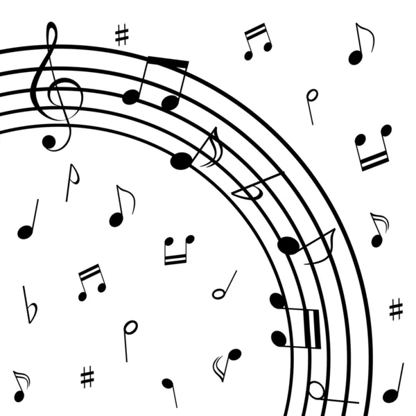 Notas musicales sobre pentagrama — Vector de stock
