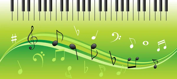 Note musicali con tasti per pianoforte — Vettoriale Stock