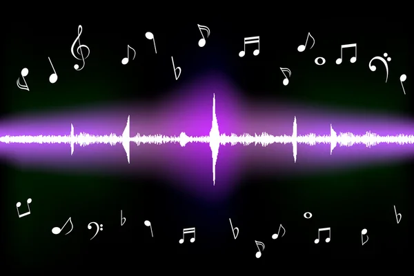 Sound wave with music notes — Stock Vector
