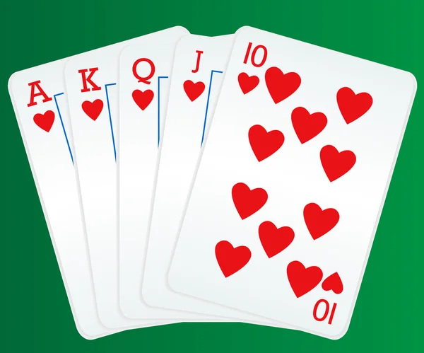 ロイヤル フラッシュ ポーカー カード — ストックベクタ