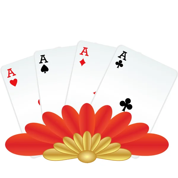 Four of a kind poker hand — Stock Vector