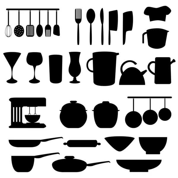 Przybory kuchenne i narzędzia kuchenne — Wektor stockowy