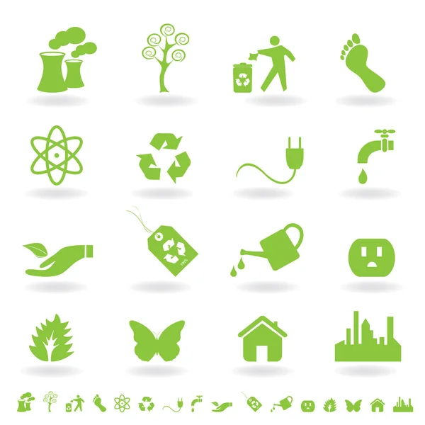 Green eco icon set — Stock Vector