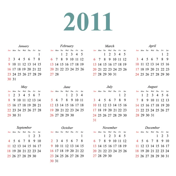 Calendário para 2011 —  Vetores de Stock