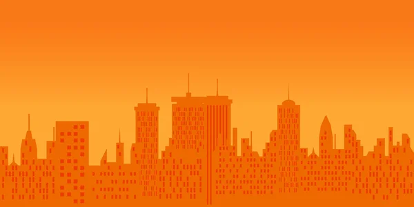 Paisaje urbano al atardecer — Vector de stock