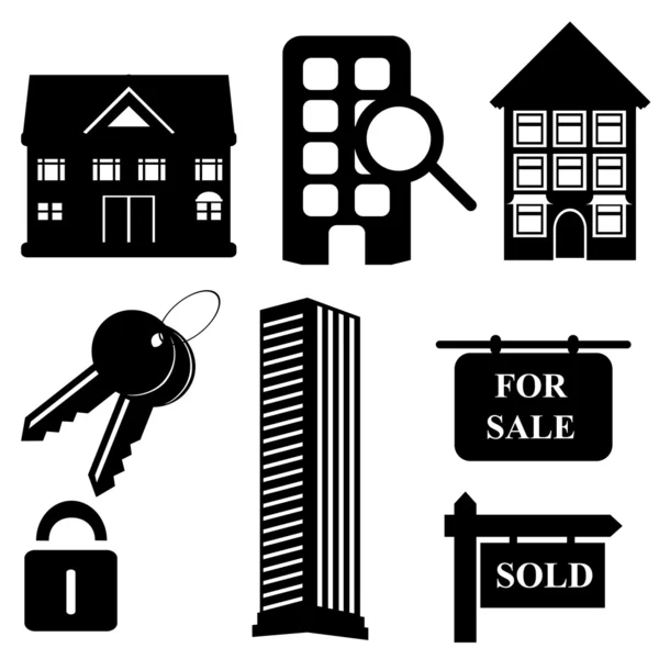 Iconos inmobiliarios y de vivienda — Vector de stock