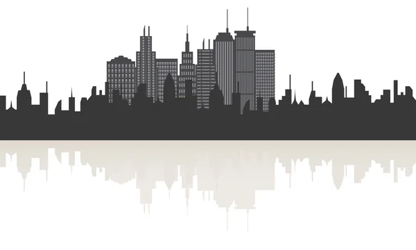 Skyline cidade grande com reflexão — Vetor de Stock