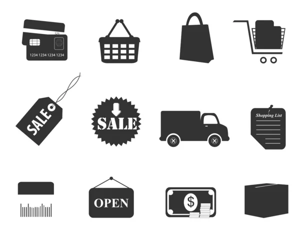 Ensemble icône shopping — Image vectorielle