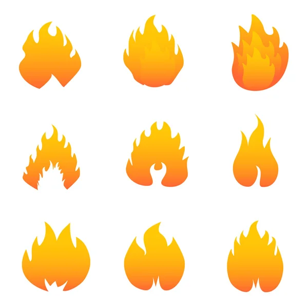 Flame and fire symbols — Stock Vector