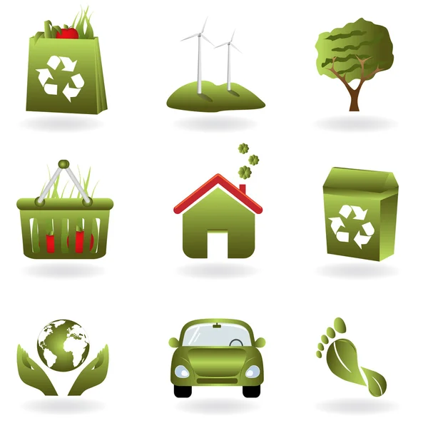 Riciclare e simboli ecologici verdi — Vettoriale Stock
