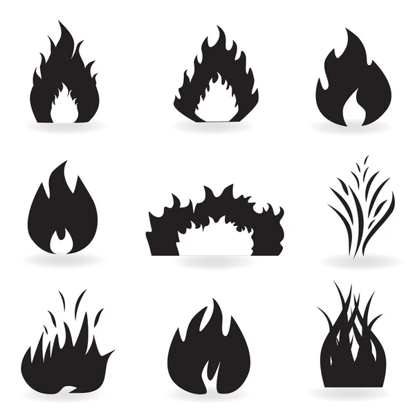 Symboly plameny a oheň — Stockový vektor
