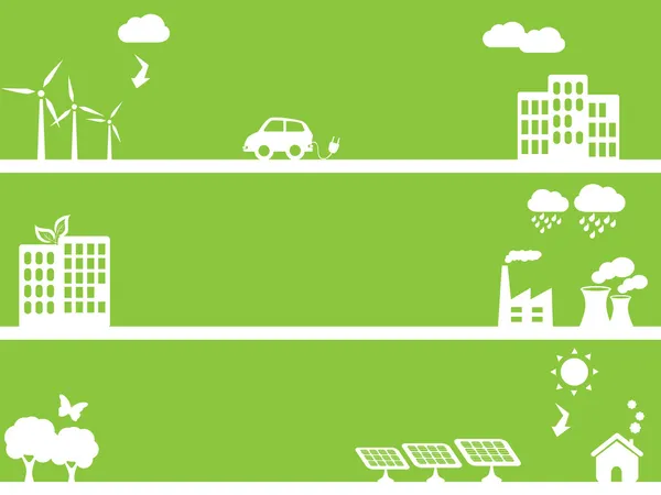 Eco barátságos zöld városok — Stock Vector