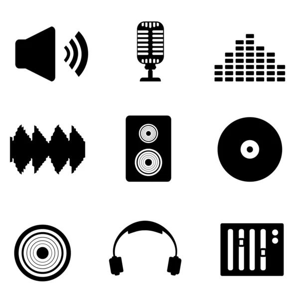 Ikony zvuku, hudby a zvuku — Stockový vektor