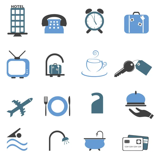 Símbolos do hotel conjunto de ícone — Vetor de Stock