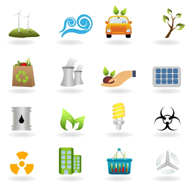 Iconos ecológicos y ecológicos — Vector de stock