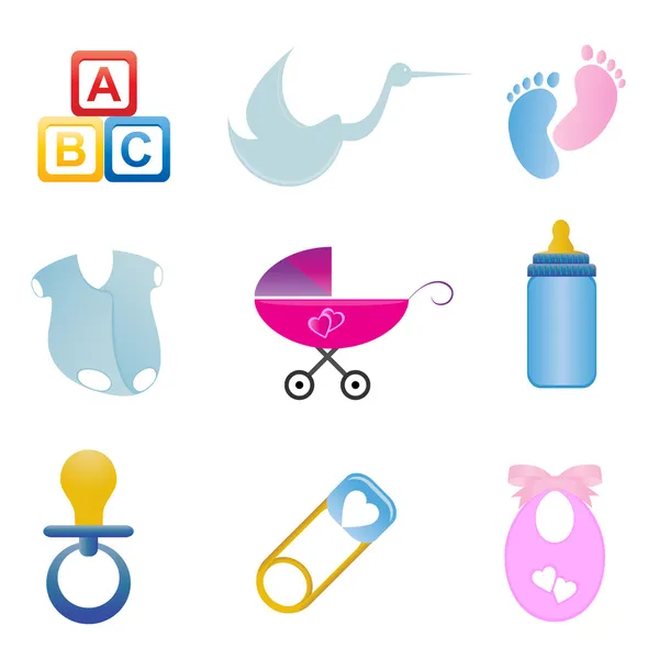 Baby související sady ikon — Stockový vektor