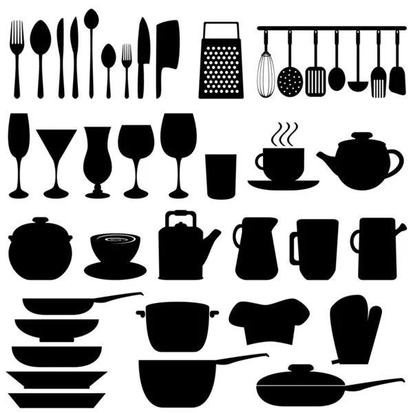 Mutfak eşyaları ve nesneler — Stok Vektör