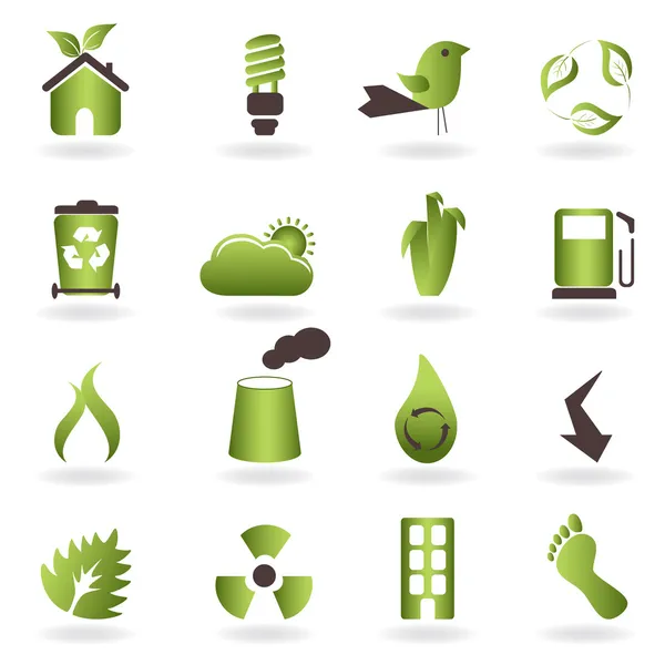 Símbolos e ícones ecológicos — Vetor de Stock