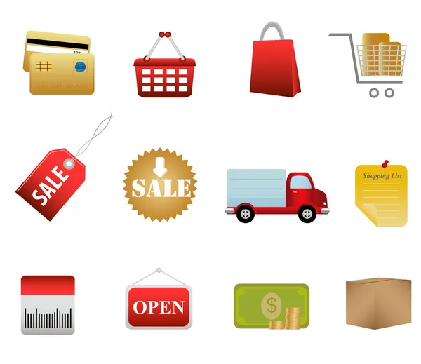 Shopping simboli e icone — Vettoriale Stock