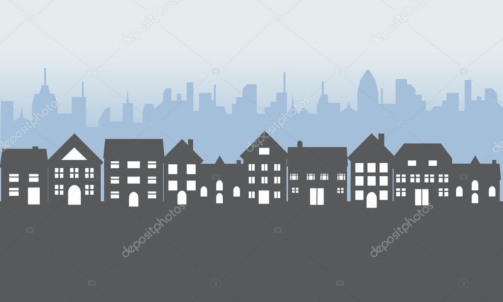 Suburban homes at night