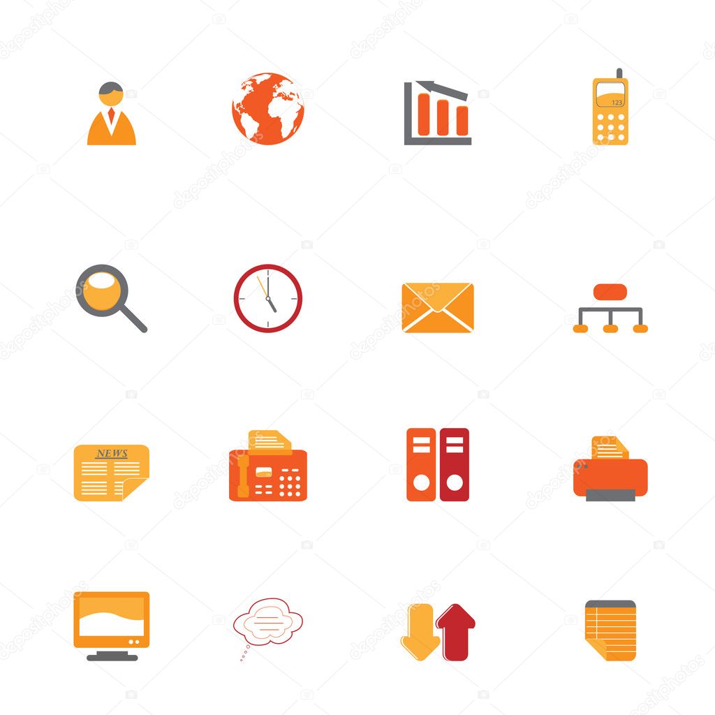Business symbols in orange tones