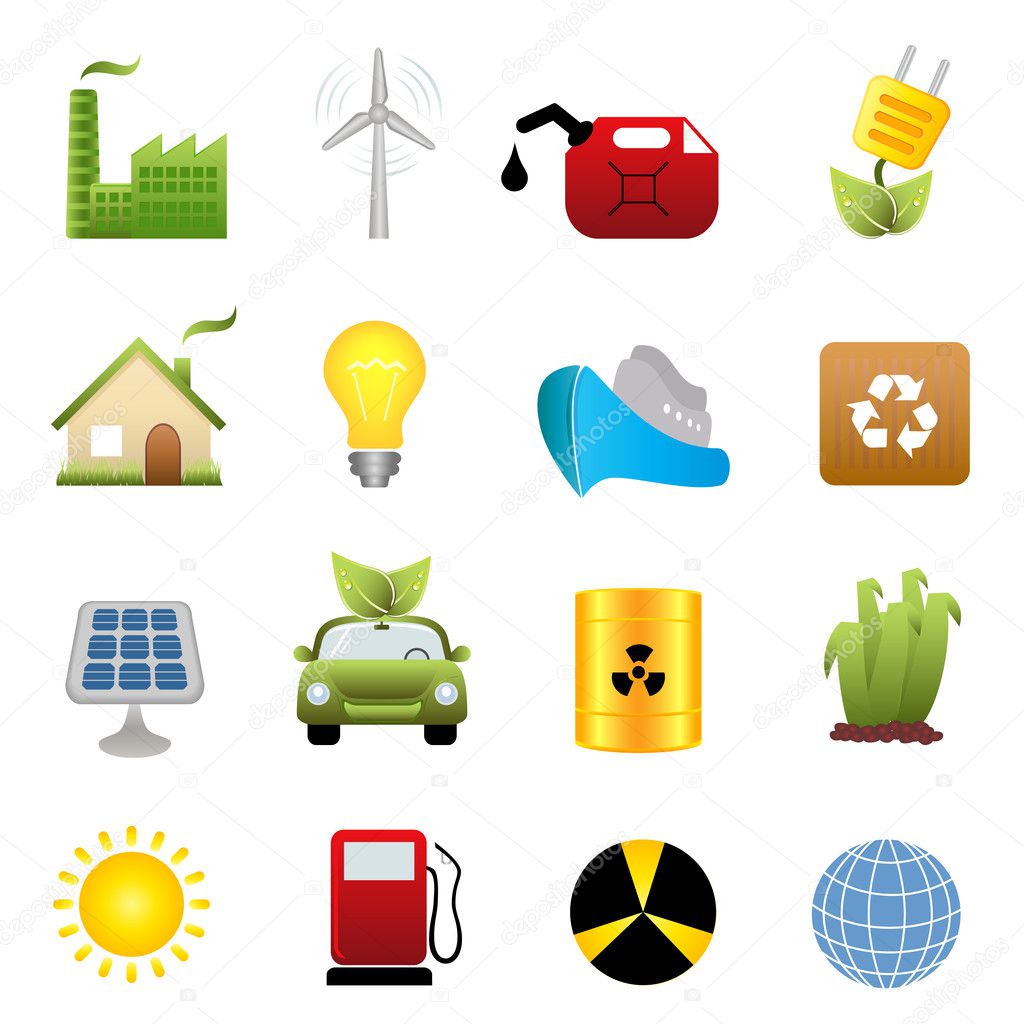 Clean energy icon set