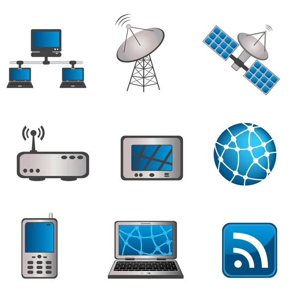 Communicatie- en computer pictogrammenset — Stockfoto
