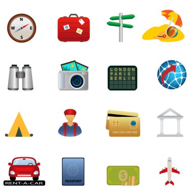 Travel and tourism icon set clipart