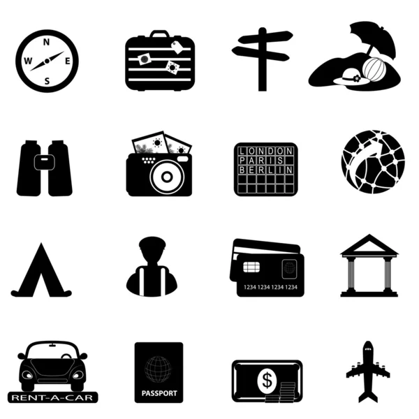 Набор икон для путешествий и туризма — стоковое фото