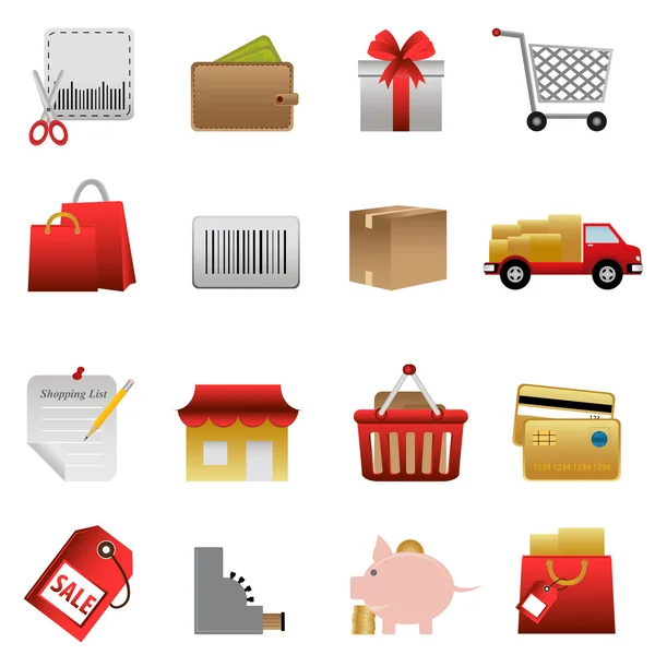 Conjunto de ícones relacionados a compras — Fotografia de Stock