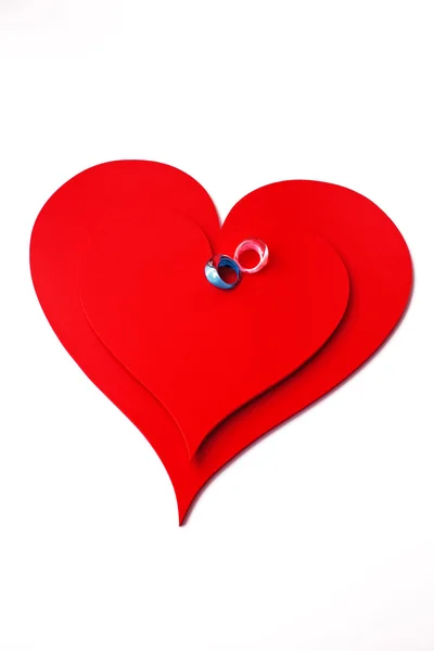 Rins on red hearts — Stock Photo, Image