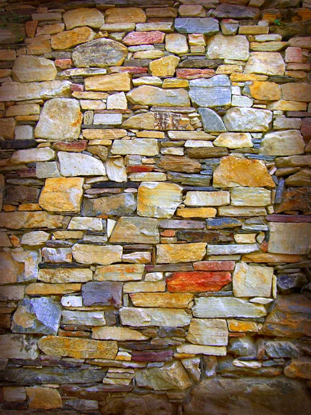 彩色石头砌的墙 — 图库照片