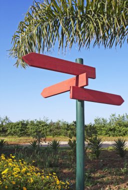 Plates of direction in red wood clipart