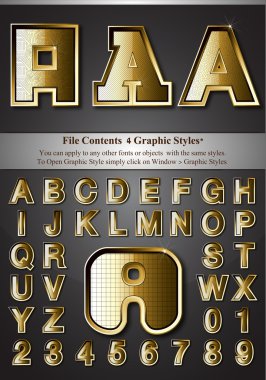 Metal Gold Emboss Alphabet clipart