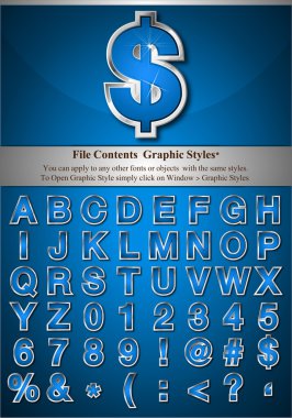 Blue Alphabet with Silver Emboss Stroke clipart