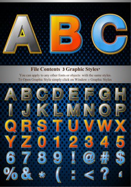 Multi Layer Emboss Alphabet With Halftone Fill clipart