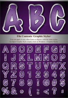 Purple Alphabet with Silver Emboss Stroke clipart