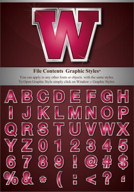 Pink Alphabet with Silver Emboss Stroke clipart