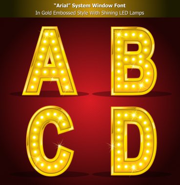 Arial Font in Gold Style With Lamps clipart