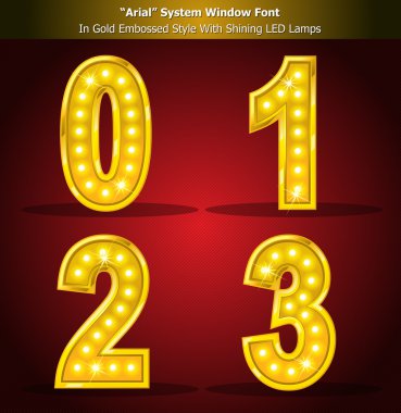 Arial Font in Gold Style With Lamps clipart