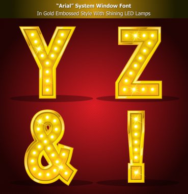 Arial Font in Gold Style With Lamps clipart