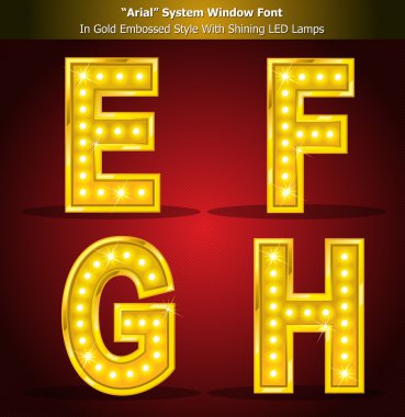 Arial Font in Gold Style With Lamps clipart