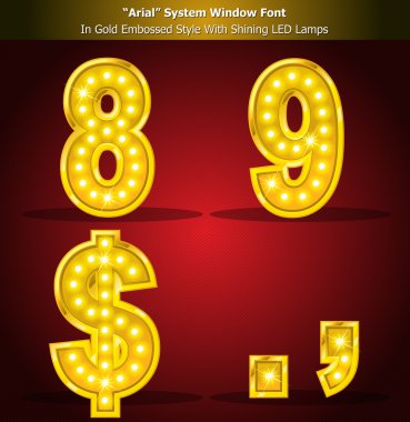 Arial Font in Gold Style With Lamps clipart