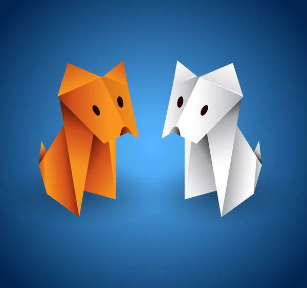 Origami coppia cane — Vettoriale Stock
